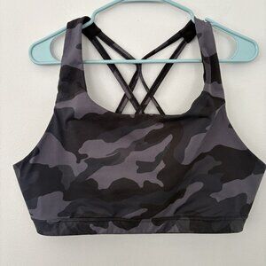 Old Navy Active Women’s XXL Go Dry Black Camo Cross Back Sports Bra No Pads